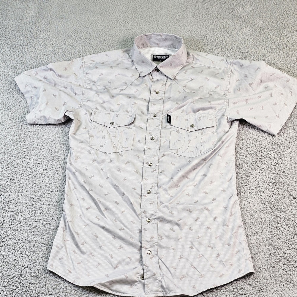 Hooey Habitat Shirt Mens Small Gray Short Sleeve Pearl Snap Western Rodeo - Picture 2 of 10
